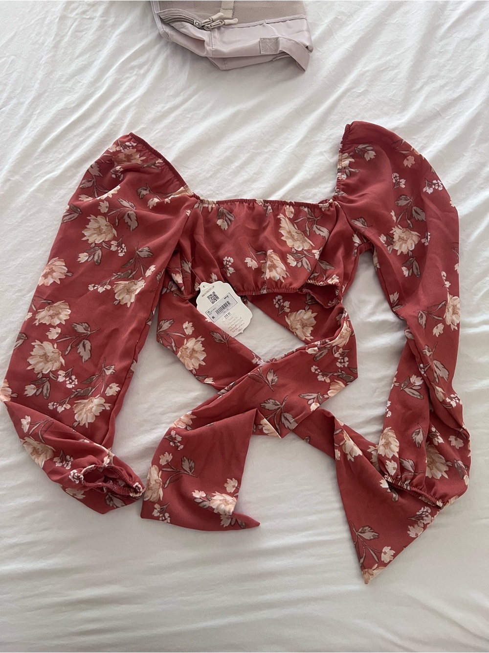 Altar’d State Floral Tie Crop Top in Rust - Picture 2 of 4